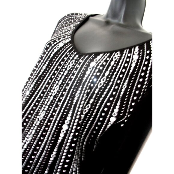 Karen Scott Tunic with Black/Silver patterned, Button down, Size Medium, NWT - Picture 5 of 11